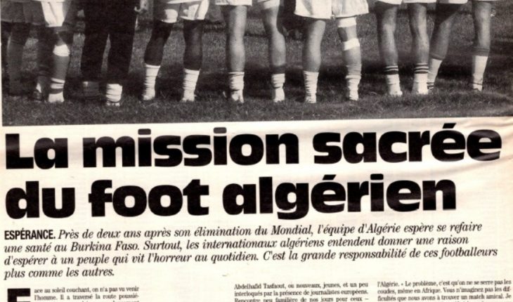 Article de France Football sur l'équipe nationale d'Algérie en 1998