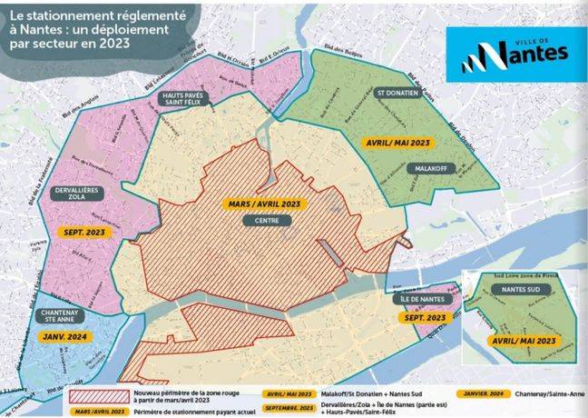 Carte de l'extension du stationnement à Nantes