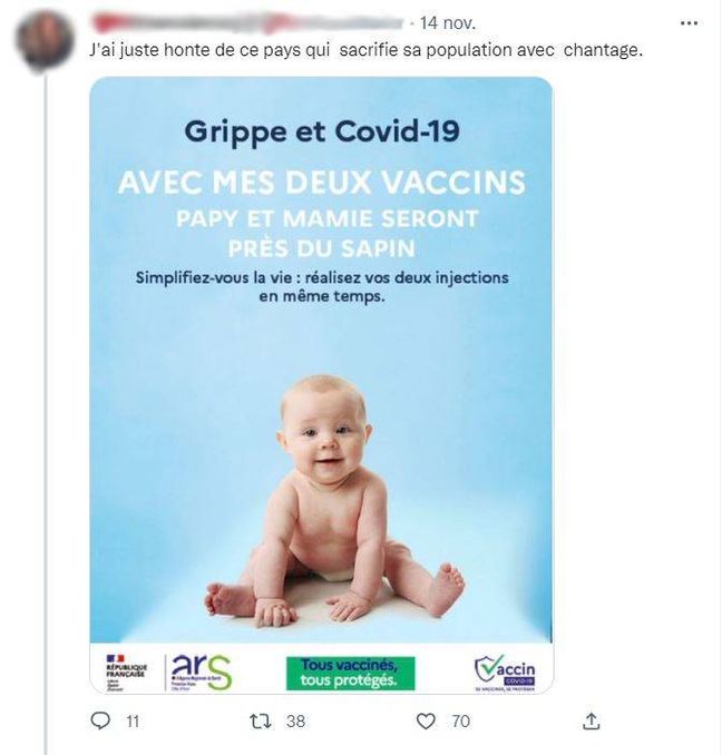 L'affiche partagée sur les réseaux sociaux fait la promotion de la vaccination des enfants en bas âge