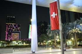 Swiss flag at the Doha congress centre