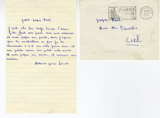 Une lettre envoyée depuis Mantes la Jolie, en 1962.