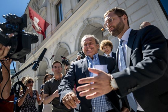 Michel Platini après son acquittement par le tribunal de Bellinzone, en Suisse, le 8 juillet 2022.