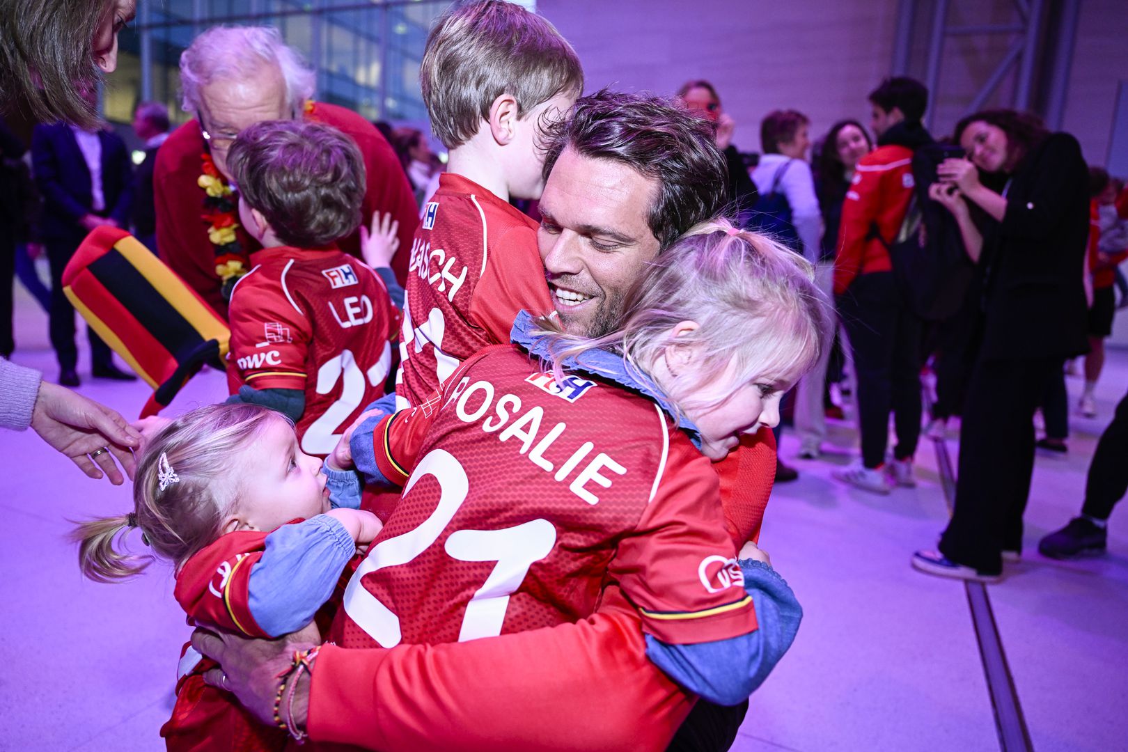 Belgium's goalkeeper Vincent Vanasch pictured during the return of Belgian national hockey team Red Lions at Brussels airport in Zavemtem on Tuesday 31 January 2023, after playing the World Cup tournament. The lions took the silver medal at the 2023 Men's FIH Hockey World Cup in India, losing the final to Germany. BELGA PHOTO LAURIE DIEFFEMBACQ
