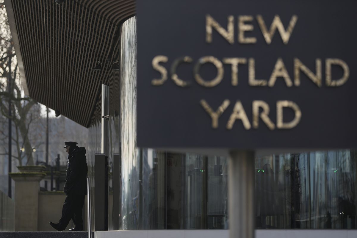 A general view of the headquarters of the London Metropolitain Police service in London, Tuesday, Jan. 17, 2023. The Met has apologised after a police officer David Carrick was found guilty of 49 counts of sexual offences against 12 women including 24 counts of rape over 17 years, he served 20 years in the police force. (AP Photo/Alastair Grant)