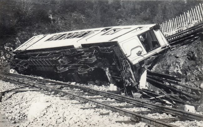 Une photo de l'accident du Train jaune, en 1909.