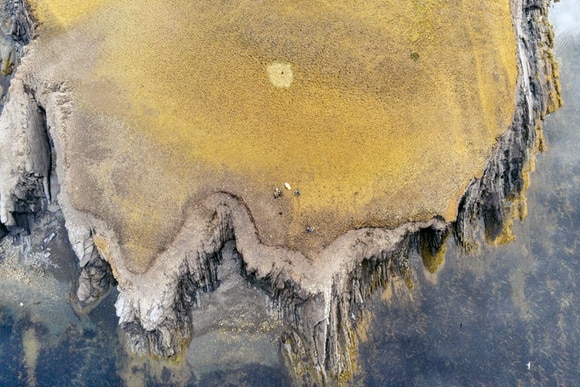 Drone picture taken above a sampling site on Svalbard.
