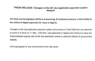 Paiement des frais de visas : l’ambassade du Royaume-Uni à Alger publie une note importante