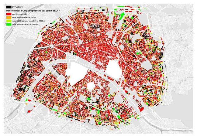 La carte de constructibilité du nouveau PLU, avec en rouge les zones où il sera impossible de bâtir.