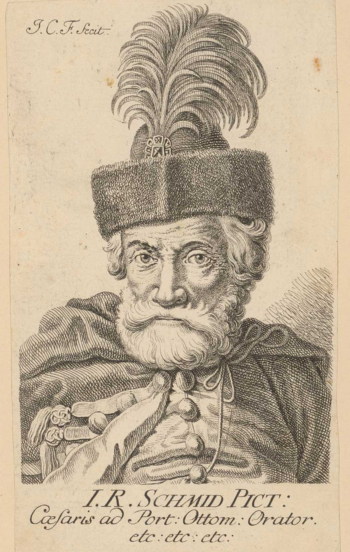 Dessin d un homme dans un costume oriental du 18e siècle.