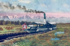 Illustration montrant un bateau à vapeur sur un marais