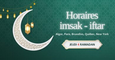 Horaires de l’imsak et de l’iftar du jeudi 4 Ramadan (14 mars 2024)