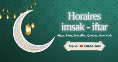 Horaires de l’imsak et de l’iftar du mardi 30 Ramadan (09 avril 2024)