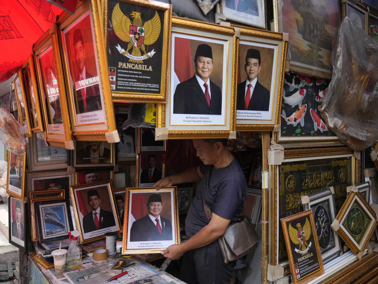 Commerce avec des portraits du président indonésien