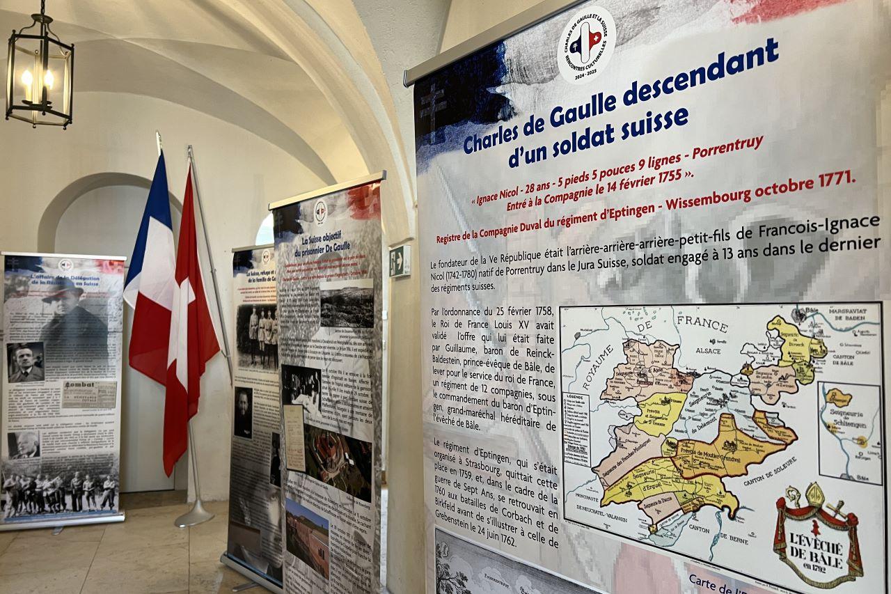 Exposition De Gaulle et la Suisse à Porrentruy, juin 2024.