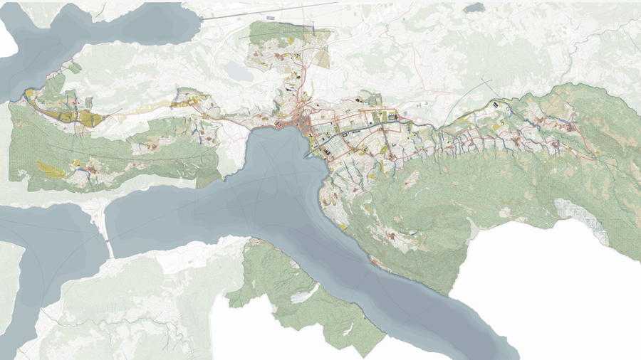 Une partie de la carte du plan directeur de la ville de Lugano