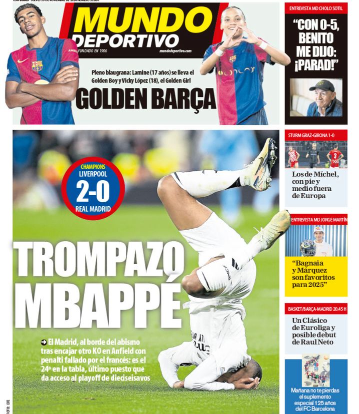 Le quotidien catalan « Mundo Deportivo » n'épargne pas sans surprise le nouveau couac européen du Real Madrid et de sa star tricolore.