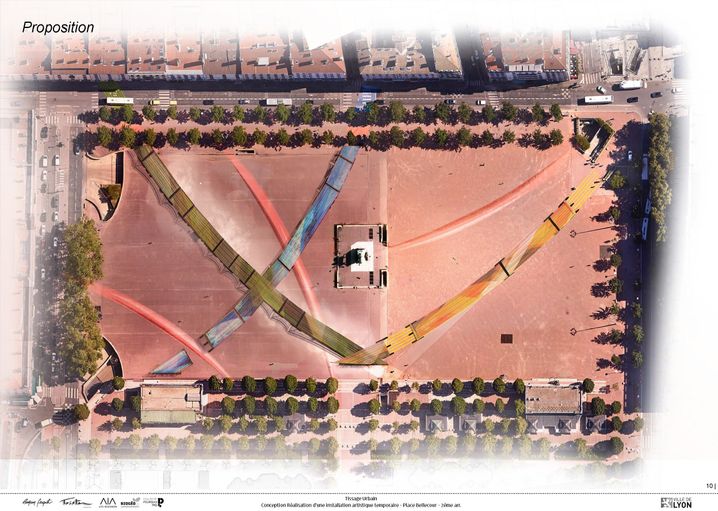 Voilà à quoi va ressembler l'œuvre d'art "tissage urbain" installée sur la place Bellecour d'ici l'été 2025.