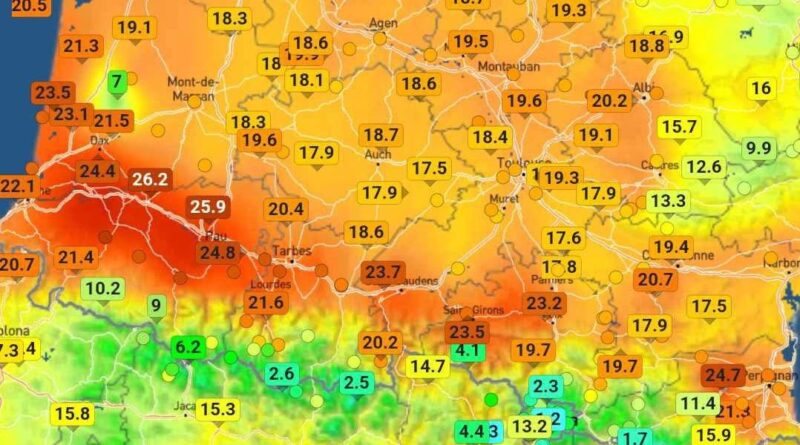 Météo : Près de 26 °C dans le Sud-Ouest… Des températures « dingues » relevées cette nuit