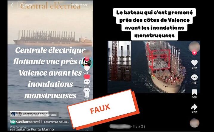 Un bateau « centrale électrique » filmé à Valence avant les inondations ? Cette théorie virale sur TikTok est fausse