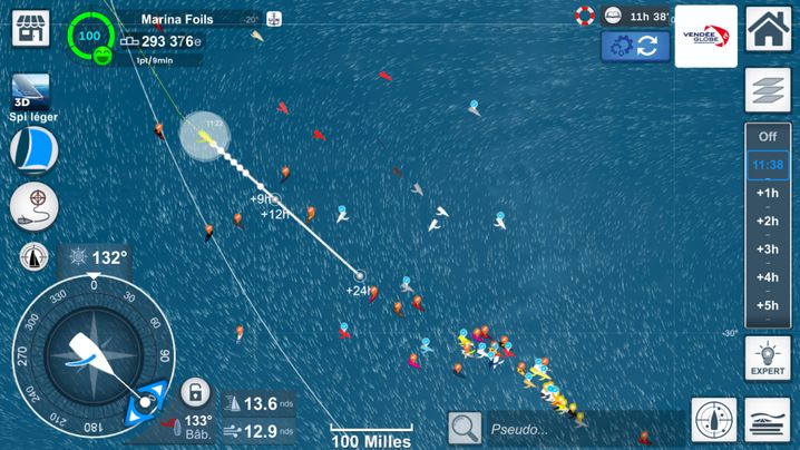 Marina Foils en pleine descente de l'atlantique sud sur Virtual Regatta.