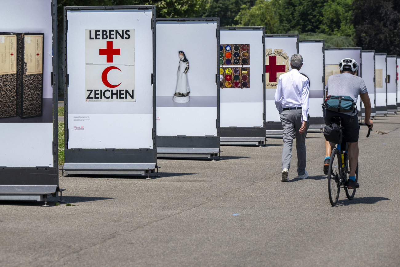 Exposition pour les 75 ans des Conventions de Genève.