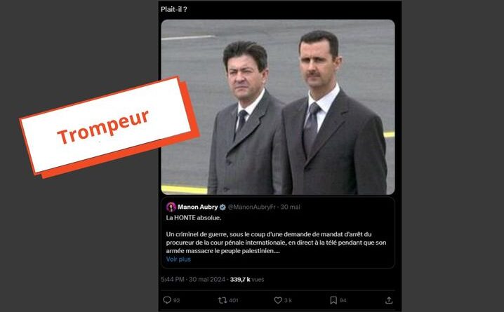 Chute de Bachar Al-Assad : Cette photo montre que Mélenchon est proche du dictateur syrien déchu ? Non, pas du tout