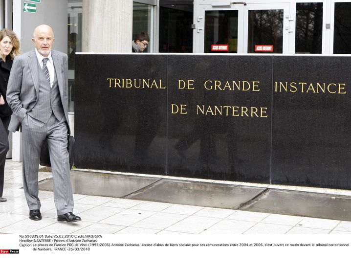 Antoine Zacharias, ex-patron de Vinci ici, en 2010, devant le tribunal de Nanterre, s'est opposé au groupe, estimant qu'il lui devait de l'argent. La justice l'avait condamné pour abus de pouvoir.