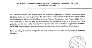 Dettes fiscales : la DGI annonce une mesure exceptionnelle jusqu’au 31 décembre