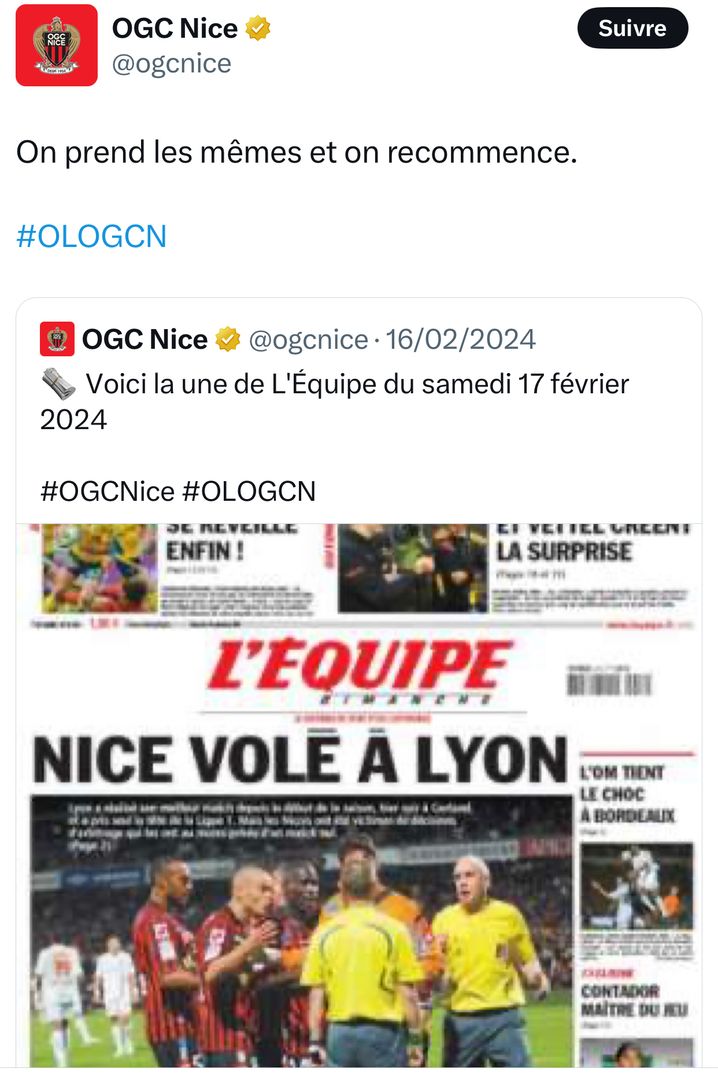 L'OGC Nice a vite réagi à la prestation de Bastien Dechepy, ce dimanche sur les réseaux sociaux.