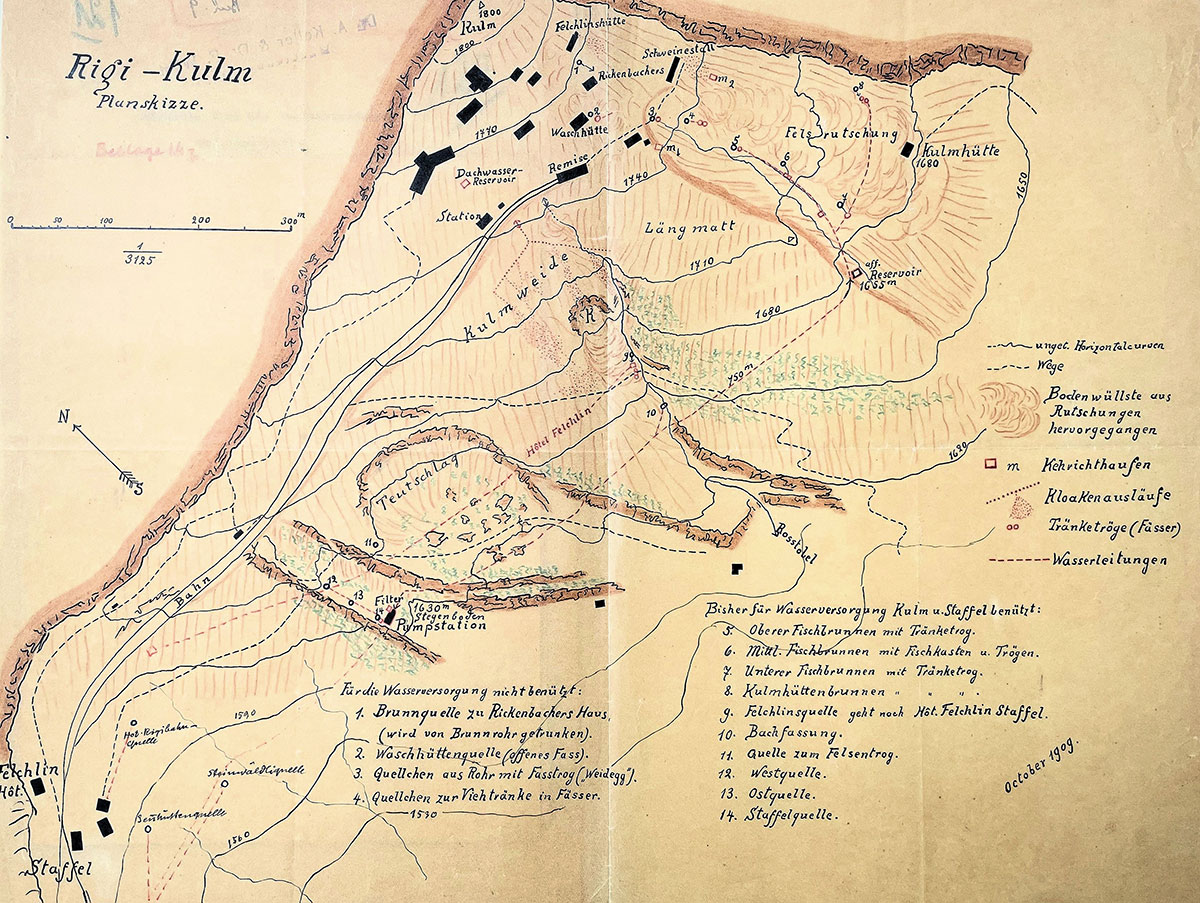 Ancienne carte de géographie de la zone du Rigi