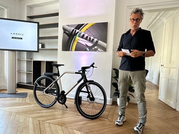 Marc Simoncini, fondateur d'Angell Mobility, lors de la présentation de l'E-Bike 1 le 19 septembre 2023.