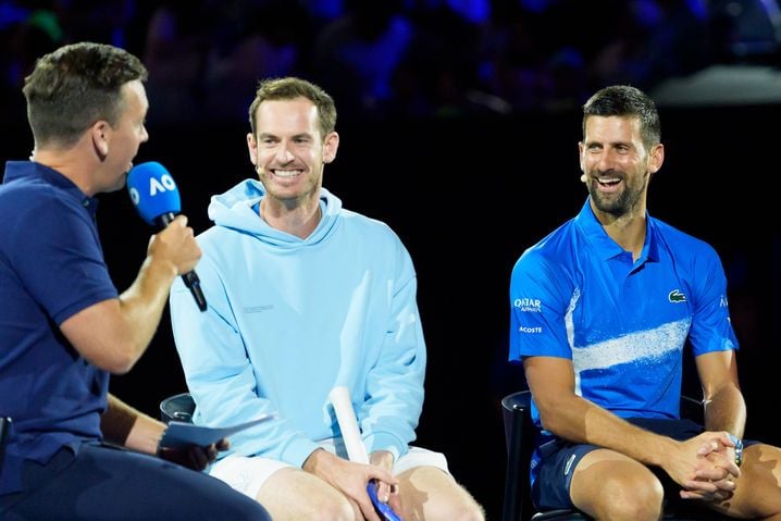 Novak Djokovic et son nouvel entraîneur, Andy Murray, à Melbourne. Ca fait bizarre, mais il va falloir s'y habituer