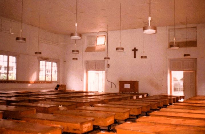 Une salle d'études à Notre-Dame de Bétharram, dans les années 1980.