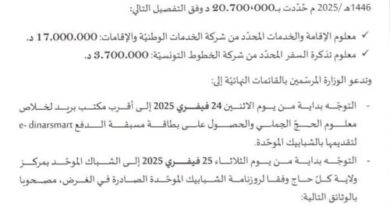 يا بو قلب !! تسعيرة الحج لموسم 1446هـ/2025 م محددة بـ 20 ألفا و700 دينار