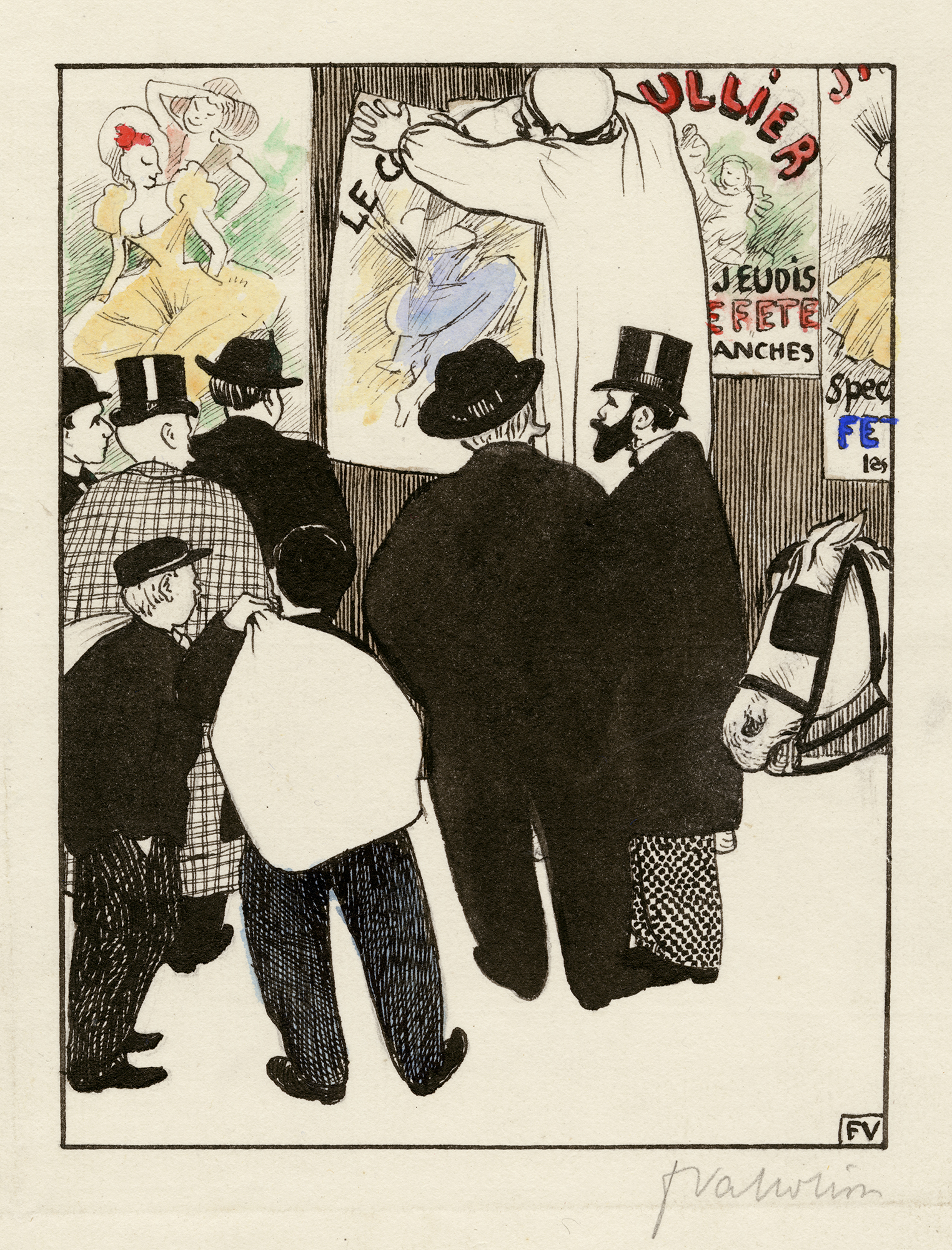 L’Affichage moderne, dessin pour le livre Les Rassemblements, 1896.