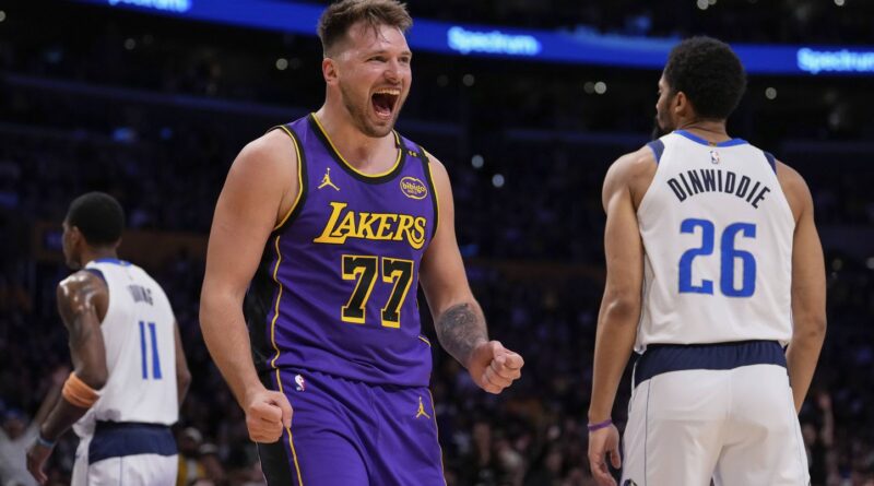 NBA : Luka Doncic claque évidemment son premier triple-double avec les Lakers contre Dallas, sous les yeux de Harrison