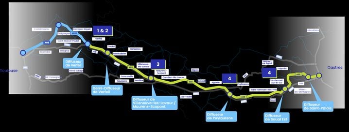 Le tracé précis de l'A69, censée désenclaver le sud du Tarn.