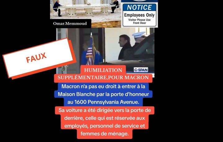 Non, Emmanuel Macron n'a pas été reçu par une porte de service à la Maison-Blanche.