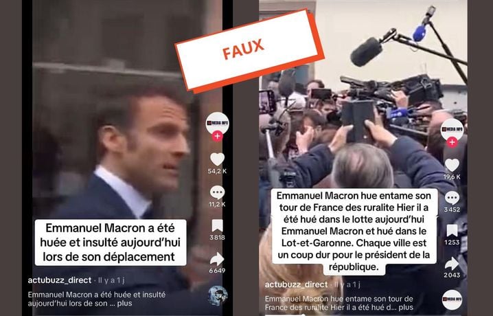 Ces vidéos, montrant Emmanuel Macron accueilli sous les huées à Sélestat en Alsace en 2023, en pleine réforme des retraites, ont été republiées sorties de leur contexte cette semaine.