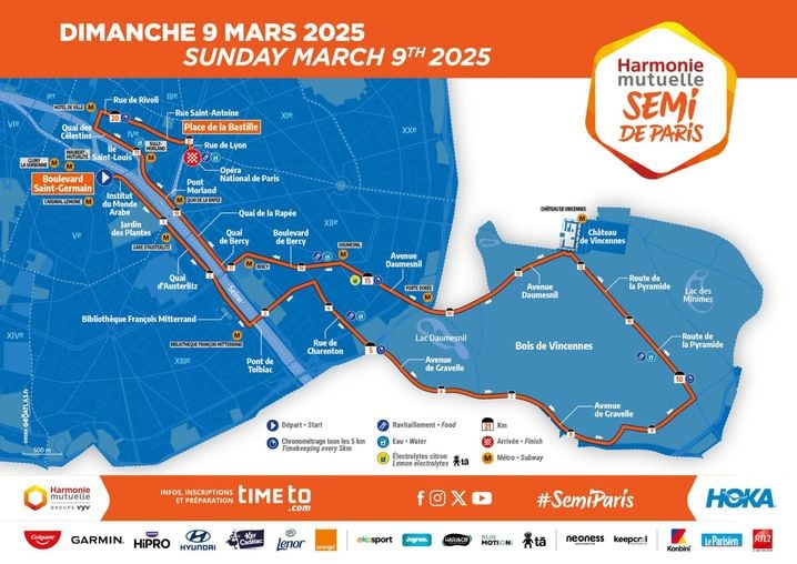 Le parcours du semi-marathon de Paris 2025