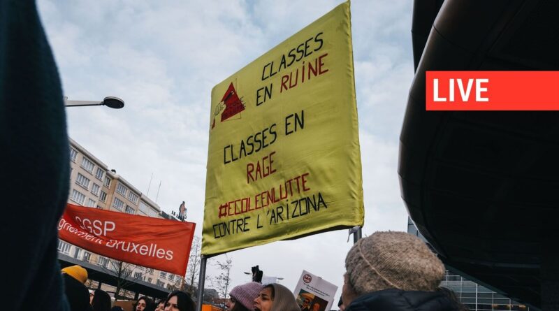 Grève nationale : près de 1 000 personnes devant la tour des pensions à Bruxelles, jour 2 de mobilisation