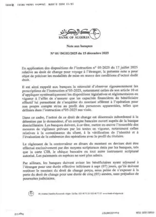 Allocation touristique : fin du cash, compte bancaire exigé, la Banque d'Algérie durcit les conditions