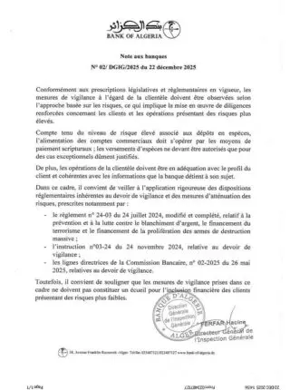 Argent liquide : la Banque d'Algérie resserre les lignes en 2026