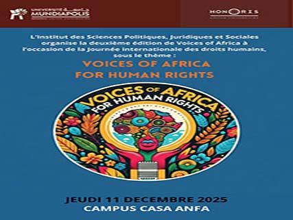 L’ISPJS annonce la 2e édition de Voices of Africa sur les droits humains.