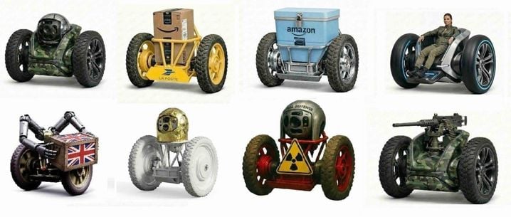 Les différents visages et différentes fonctions que le concept de drone de Philippe Géraudel pourrait se voir attribuer.