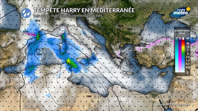 Harry frappe le sud de l'Europe, menace indirectement la France.