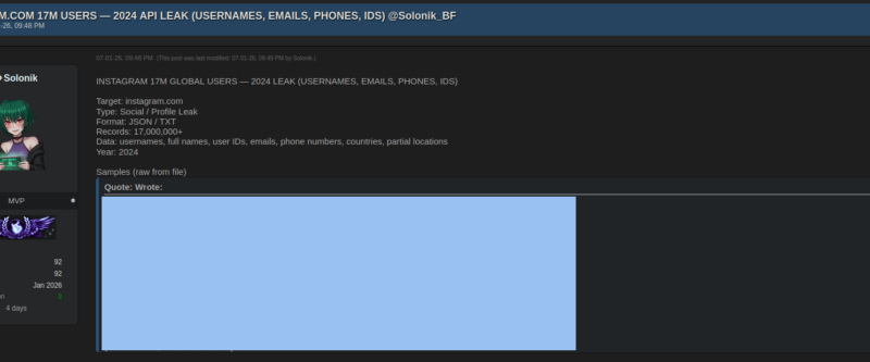 Instagram précise que la récente fuite de données n'était pas une fuite.