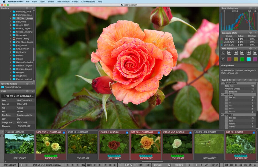 L'interface de FastRAWviewer