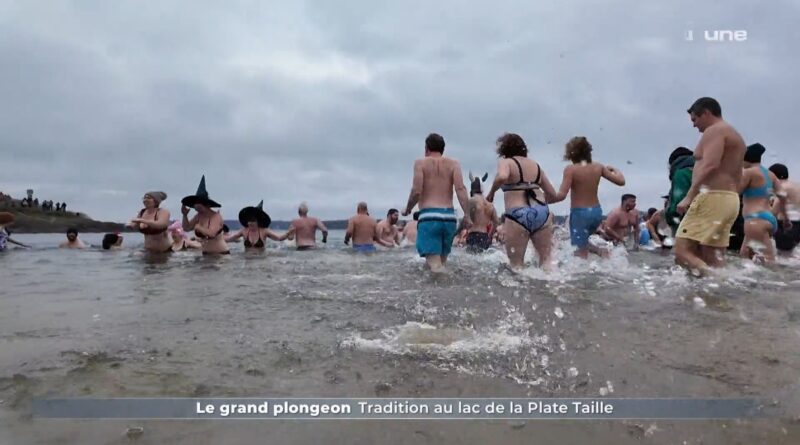 Plongée glacée dans les lacs de l'Eau d'Heure pour le jour de l'an.