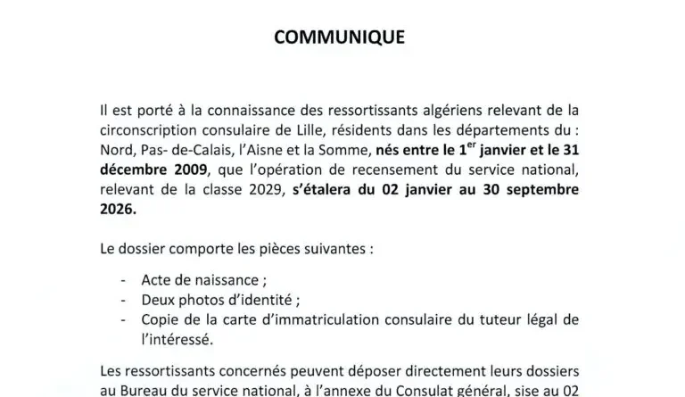 Service national : communiqué important pour les Algériens en France
